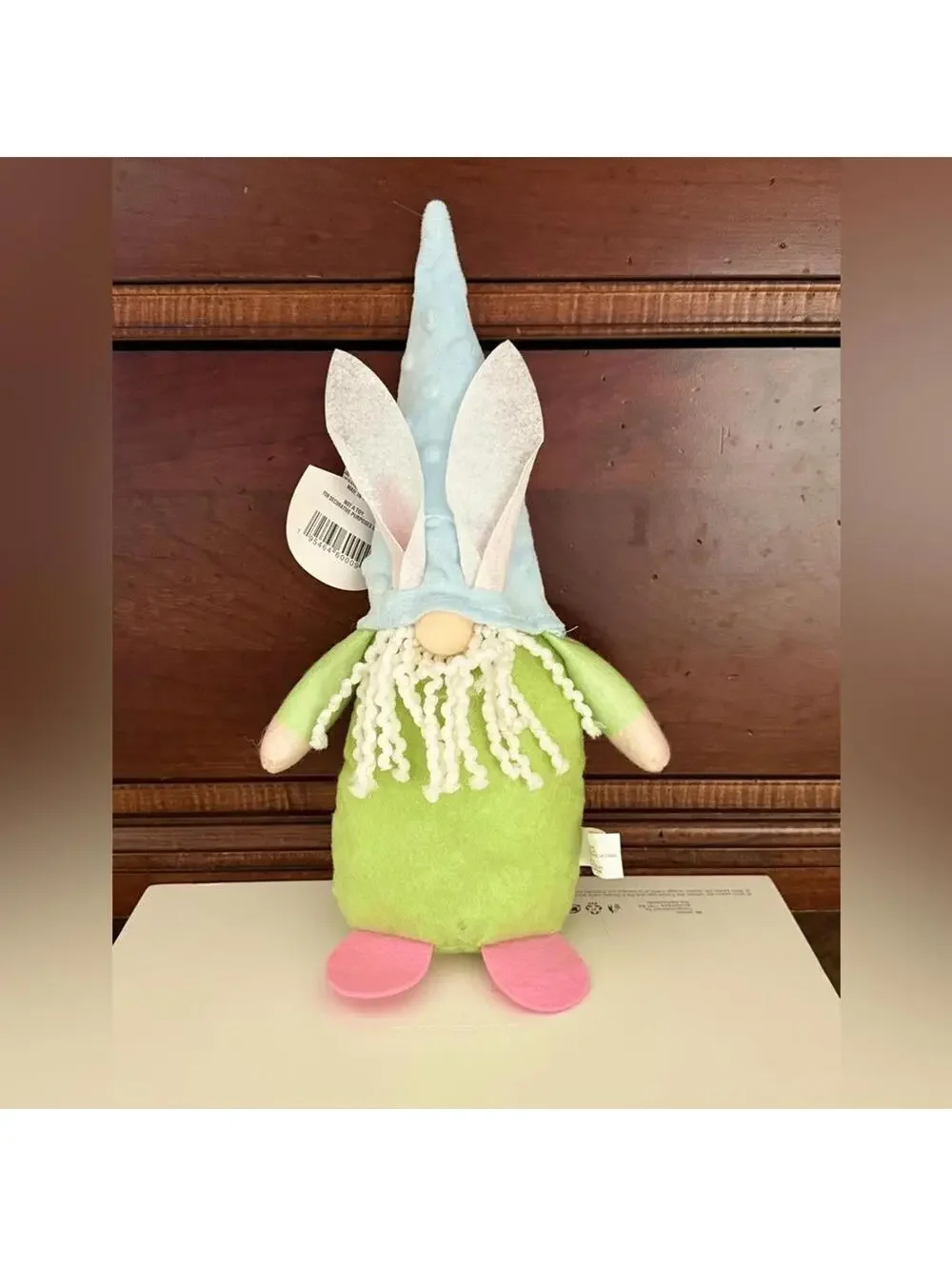 Stuffed pastel gnome with Easter bunny ears, NWT